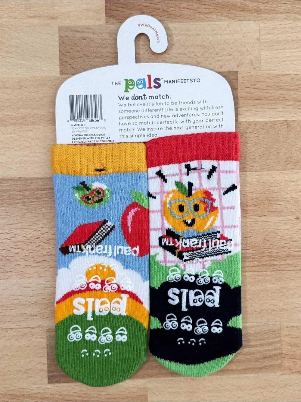 pals Paul Frank Kids Mismatched Grip Socks - Red, Yellow, Blue, Green